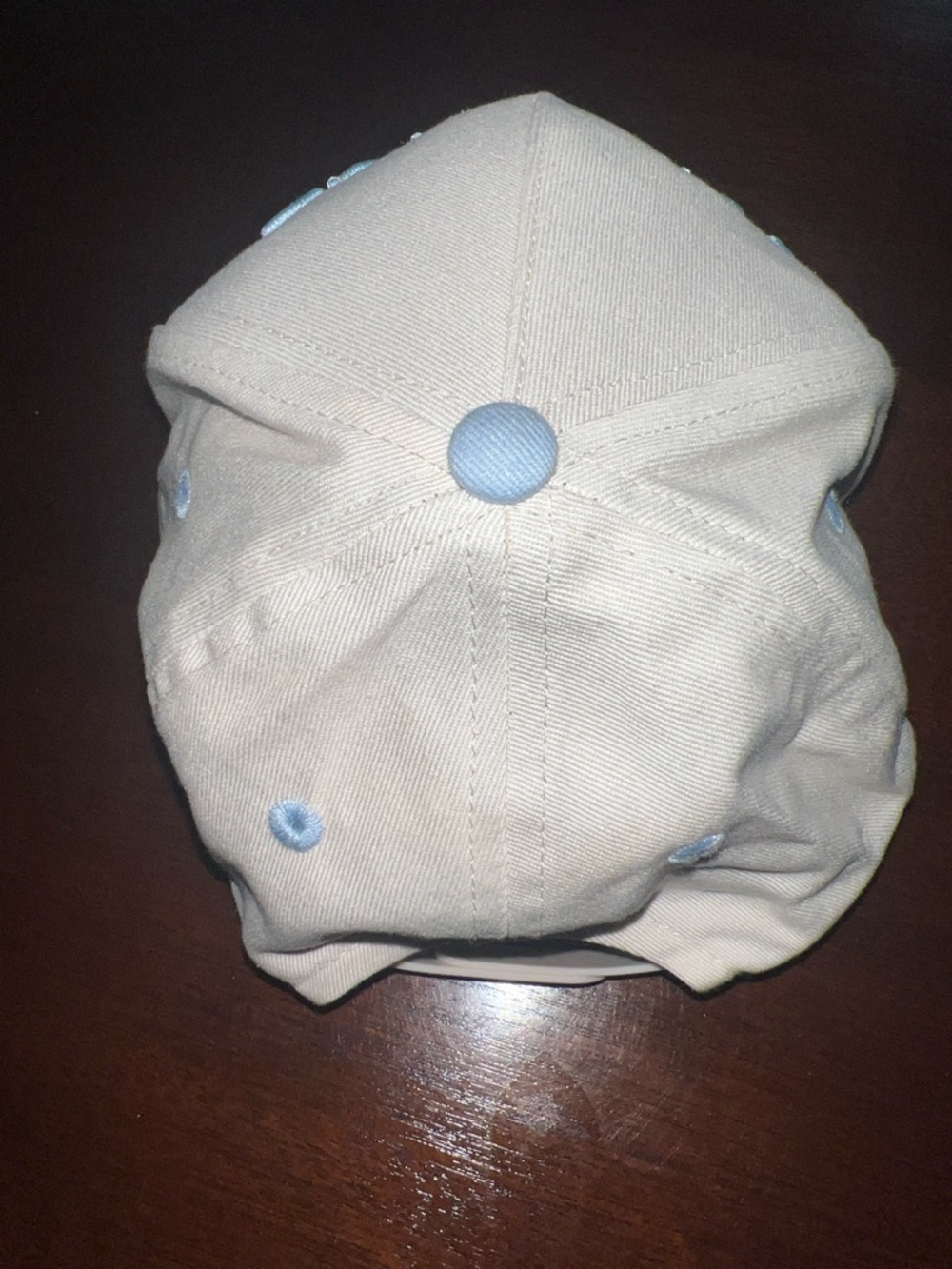 Anthropologie 'Marriage Material' Two-Tone Baseball Cap in Cream and Light Blue - Picture 6 of 6